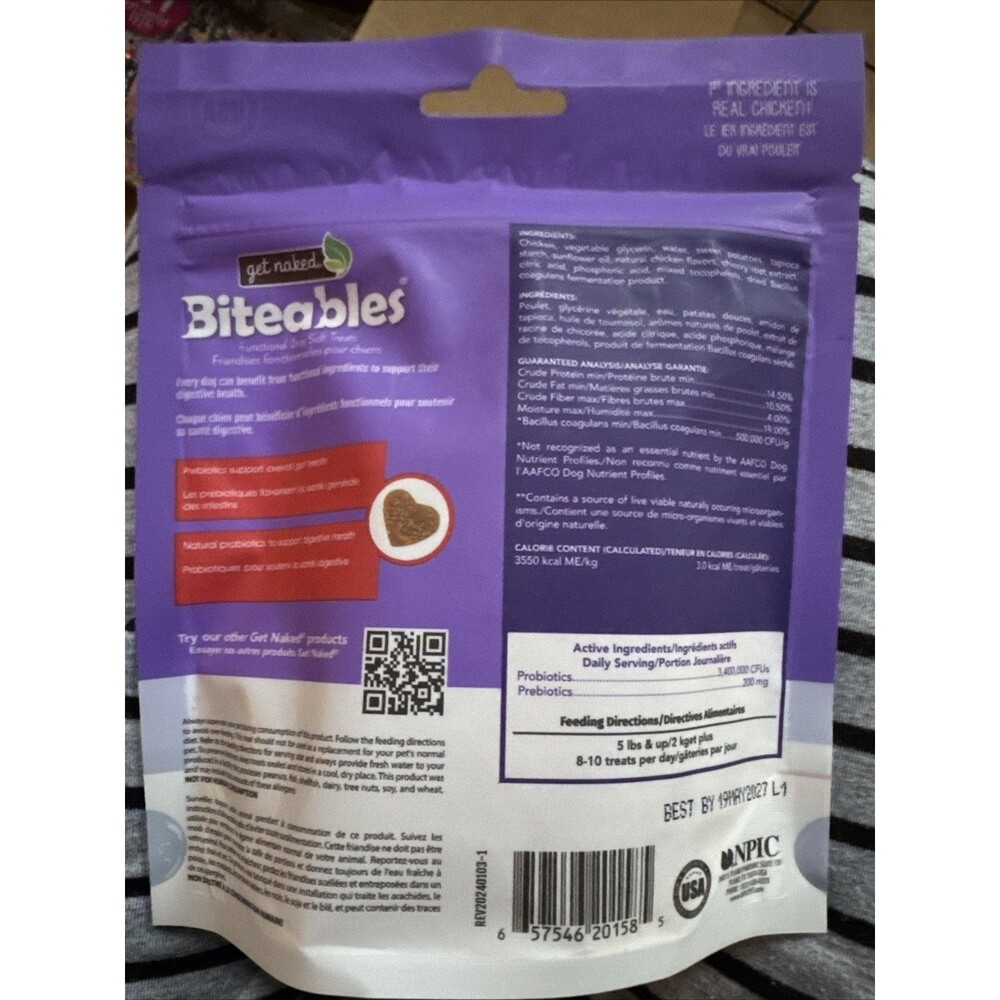 Biteables Dog Soft Treats Get Naked 6 Oz Lot Of 2 New Exp 5/2027 - Picture 2 of 8